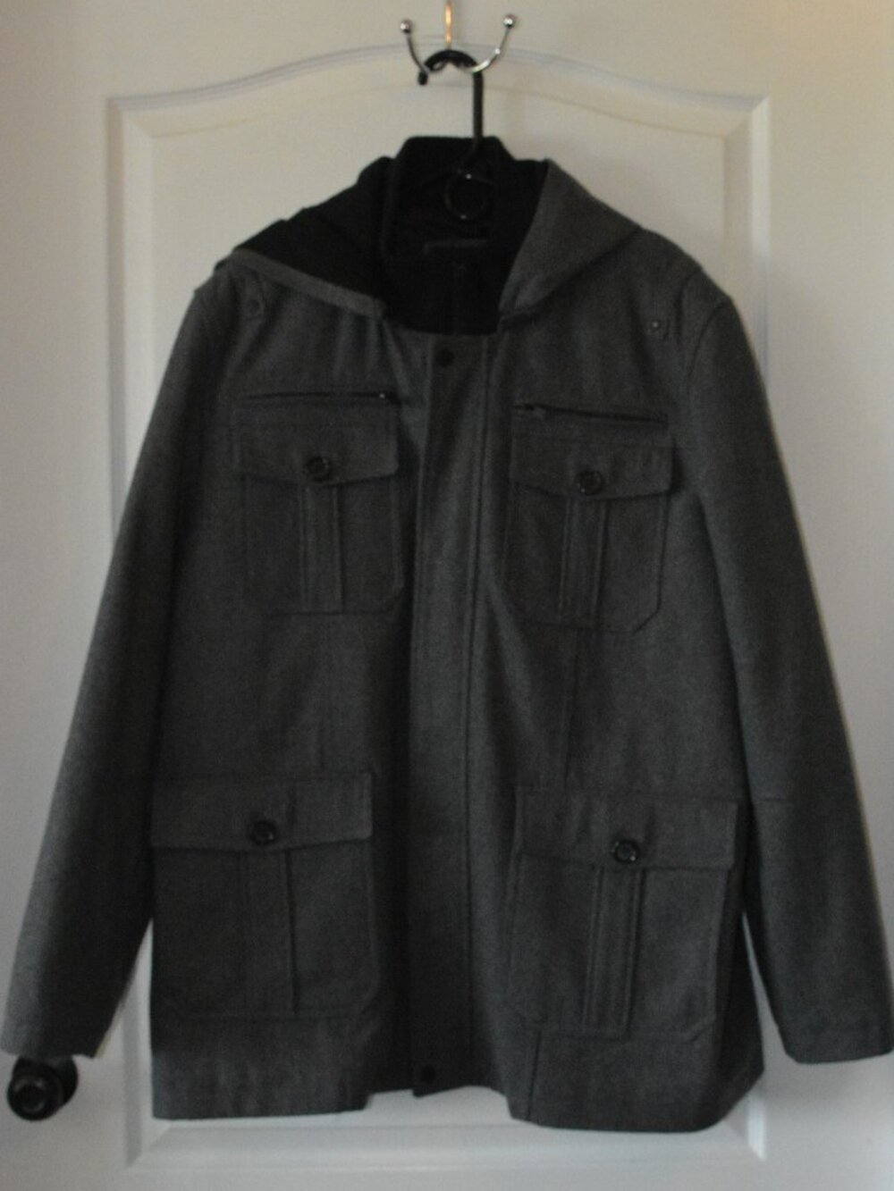 Guess Men's Wool Blend Hooded Military Field Insulated Jacket size XXL